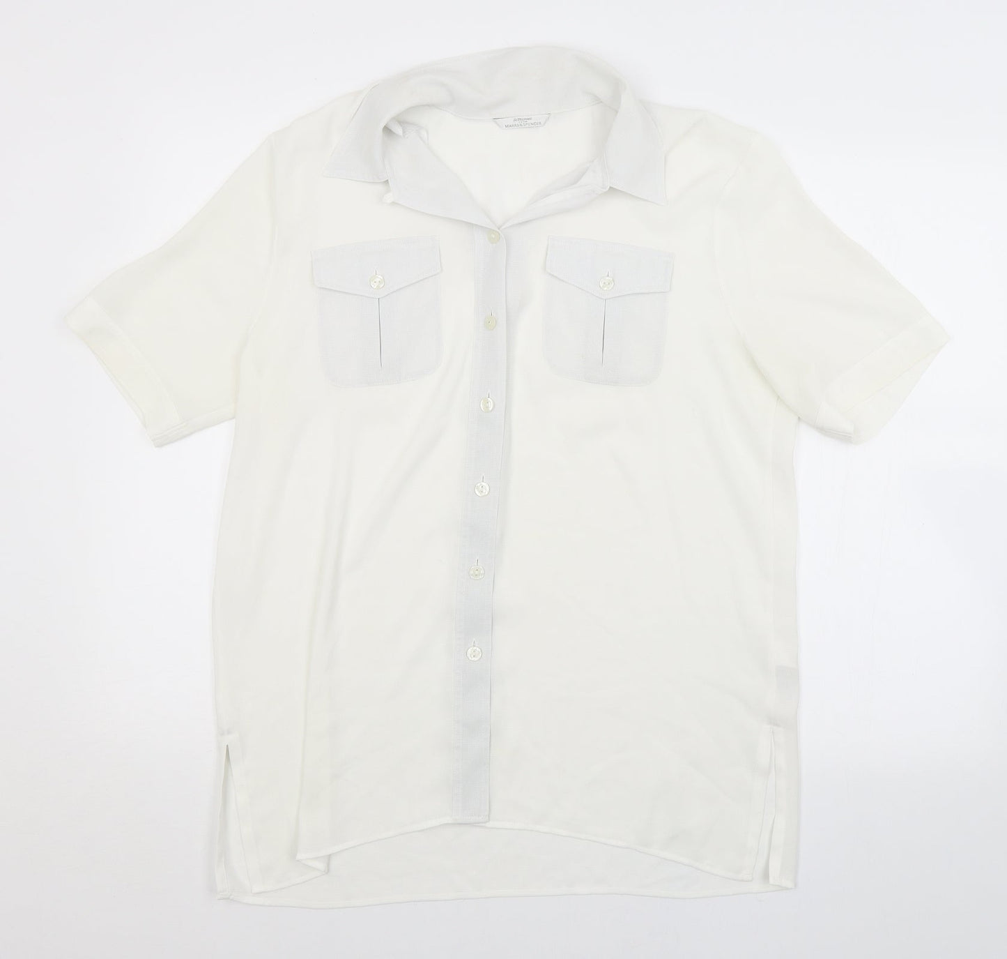 M&S Womens White   Basic Button-Up Size 14