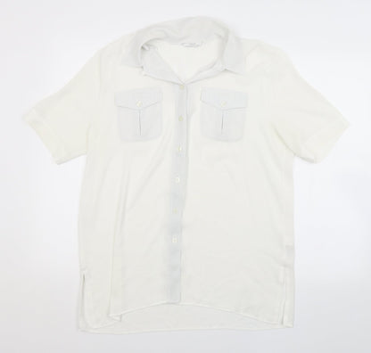 M&S Womens White   Basic Button-Up Size 14