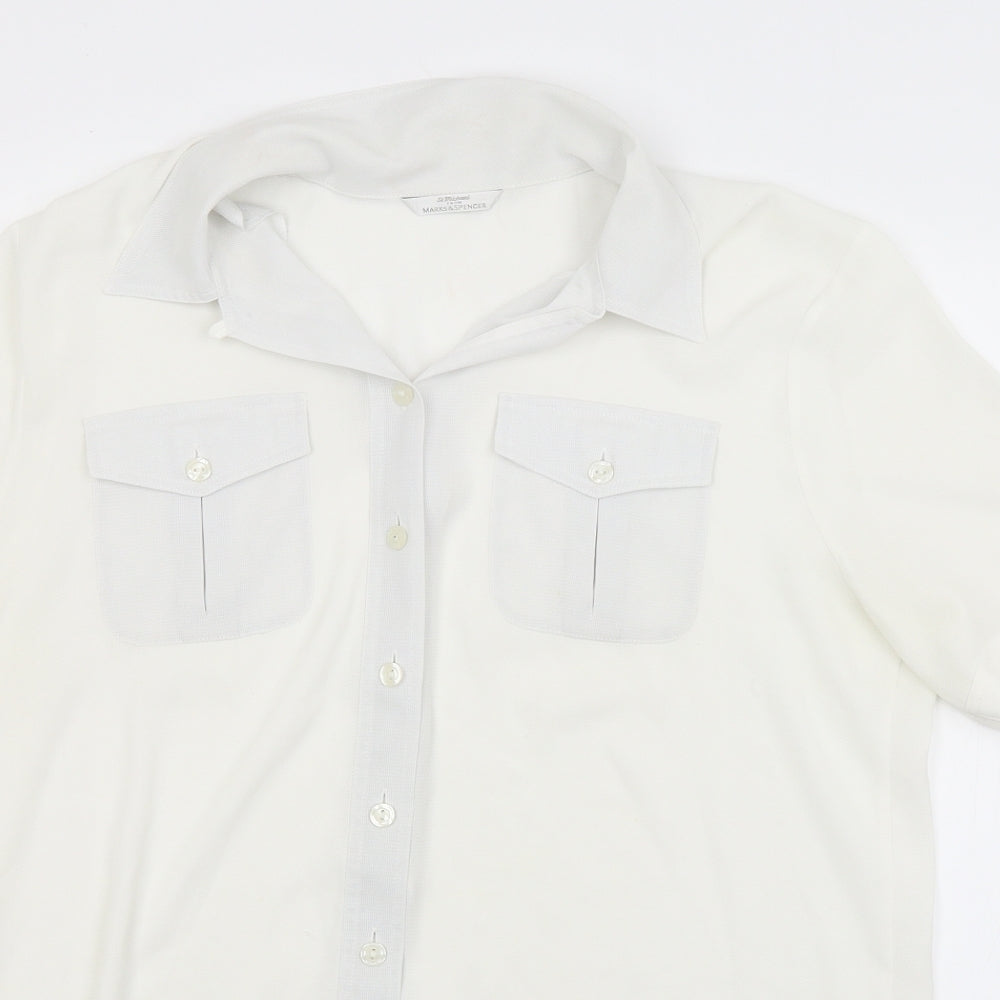 M&S Womens White   Basic Button-Up Size 14