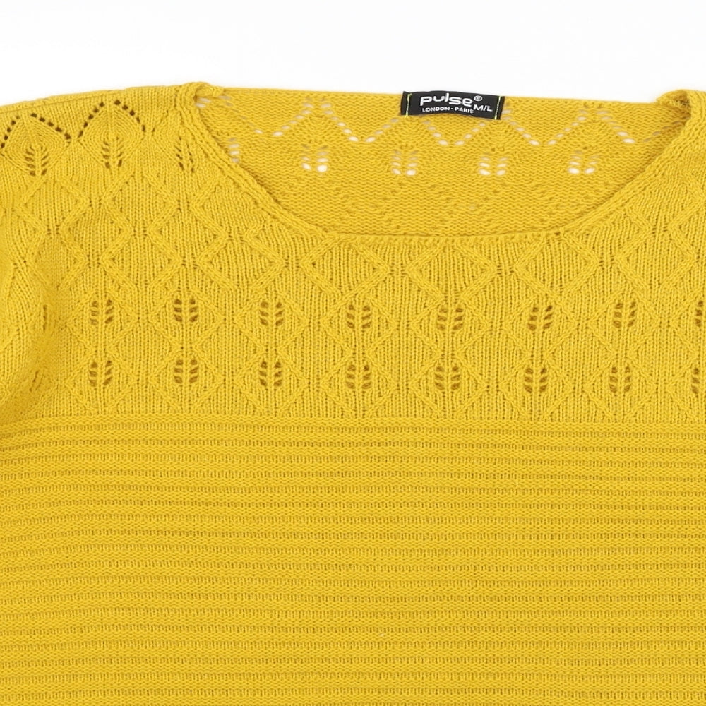 Womens UK Size M Pulse Yellow Pullover Jumper