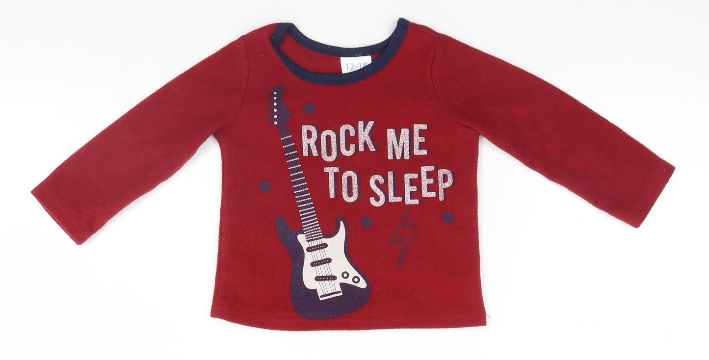 Cuddlesome Baby Red   Basic T-Shirt Size 12-18 Months  - Rock me to Sleep
