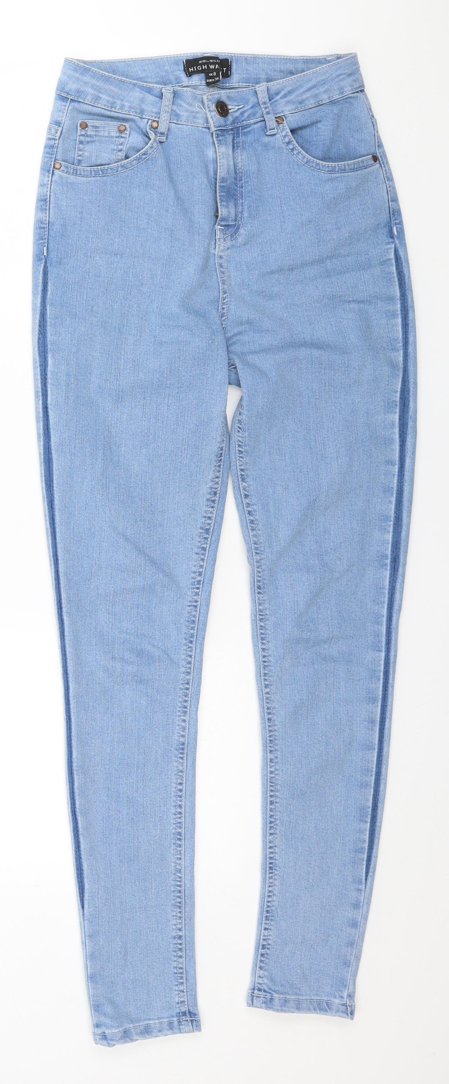 Womens UK Size 8 Selected Regular Fit Straight Blue Jeans