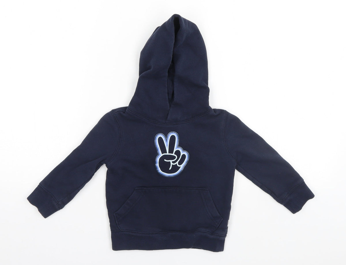 Additional front view of Gap boys’ blue pullover hoodie, size 2, years - scissors