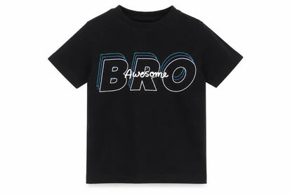 Front view of George boys’ black basic t-shirt, size 2-3, years - awesome bro