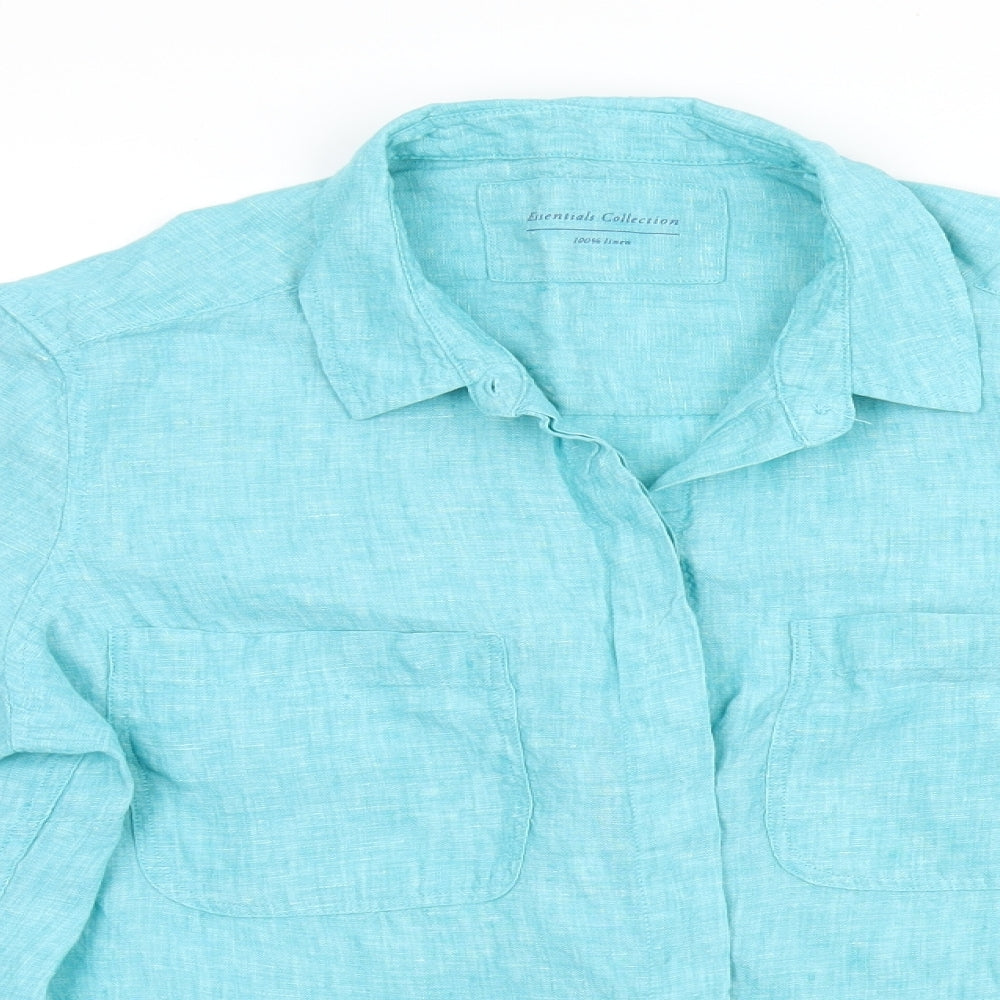 Mens UK Size  Essentials Blue  Button-Up Long Sleeve Casual Shirt