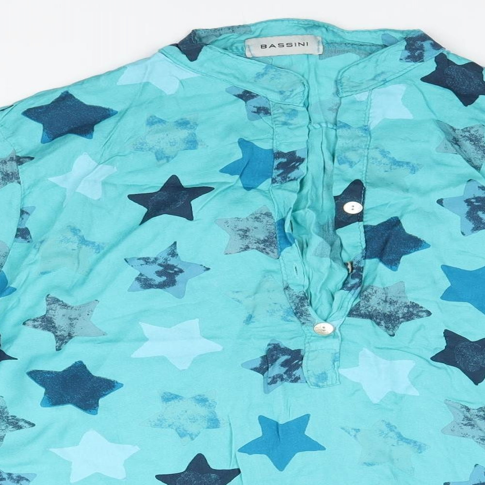 BASSINI Womens Green Geometric  Top Pyjama Top   - Stars