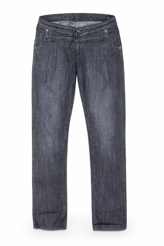 Front view of GOODMIAO men’s blue straight jeans, size L, 32-inch leg