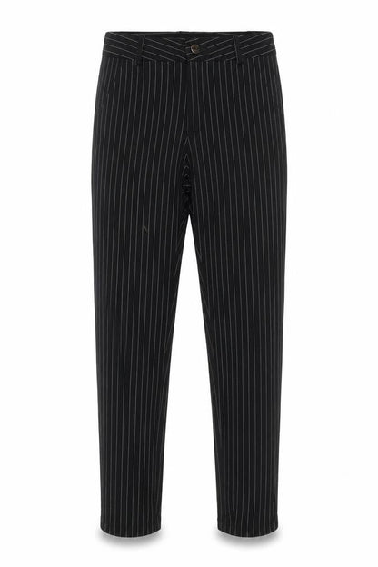 Front view of URBAN MIST women’s multicoloured striped trousers, size S, 26-inch leg