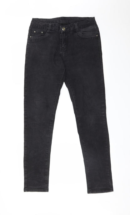 Womens UK Size 28 Preworn Regular Fit Straight Black Jeans