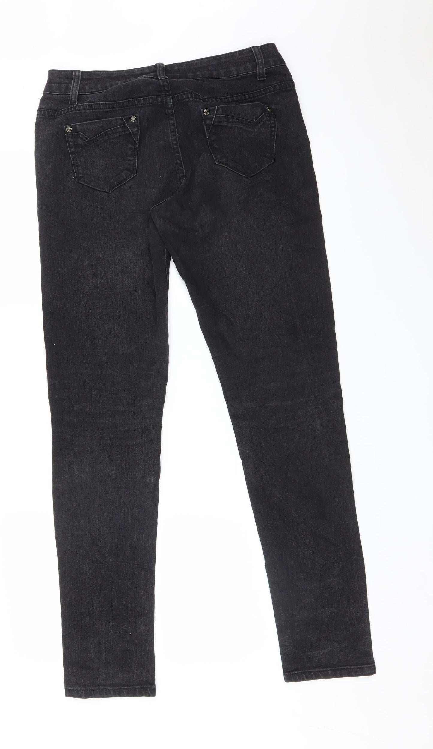 Womens UK Size 28 Preworn Regular Fit Straight Black Jeans