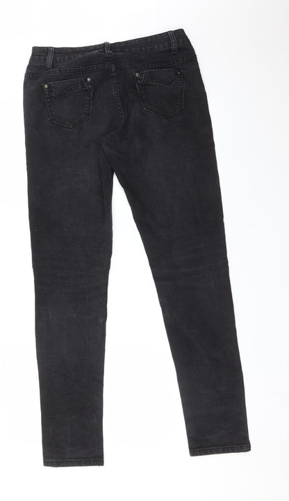Womens UK Size 28 Preworn Regular Fit Straight Black Jeans