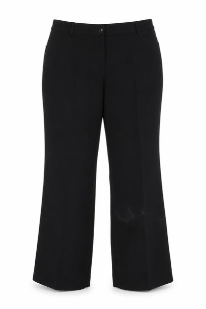 Front view of NIENHAUS women’s black trousers, size UK 18, 30-inch leg
