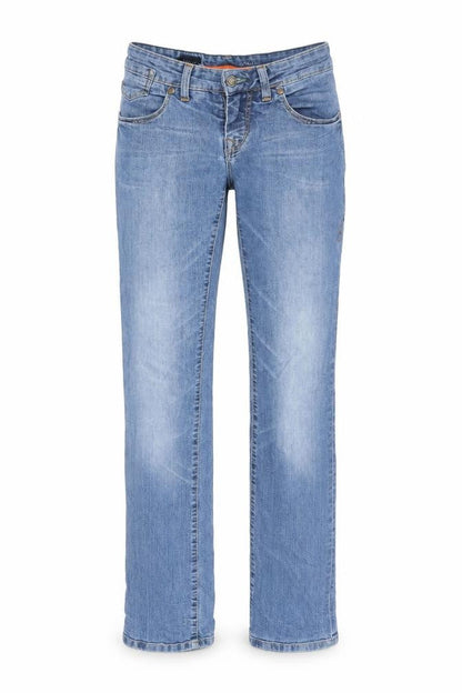 Front view of Campus women’s blue straight jeans, size UK 26, 31-inch leg