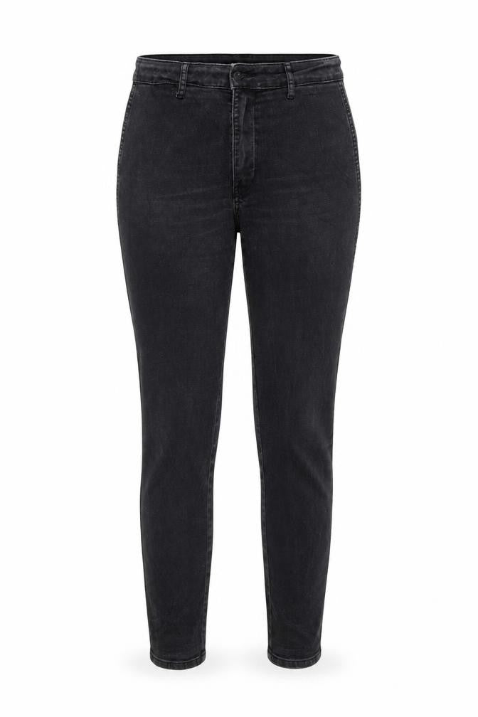 Front view of &DENIM women’s black skinny jeans, size UK 29, 27-inch leg