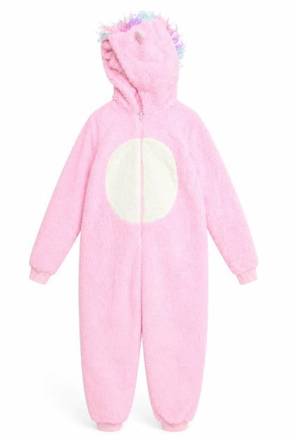 Front view of Matalan girls’ pink one piece, size 12, years - unicorn