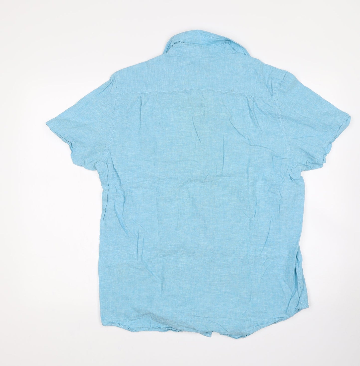 Womens UK Size M Canada Blue Basic Button-Up