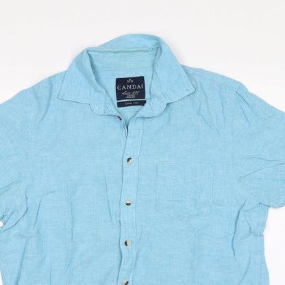 Womens UK Size M Canada Blue Basic Button-Up