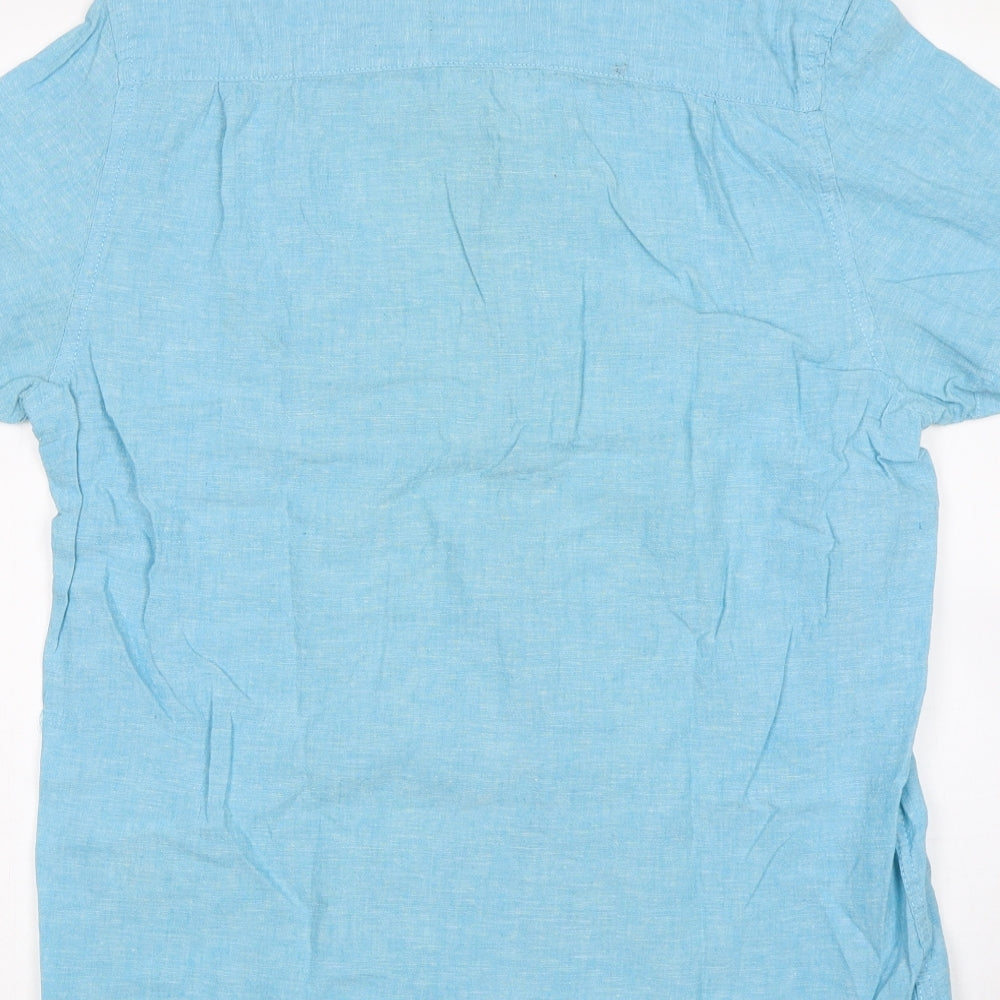 Womens UK Size M Canada Blue Basic Button-Up