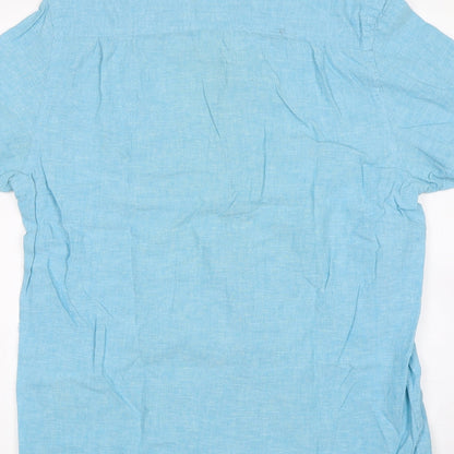 Womens UK Size M Canada Blue Basic Button-Up