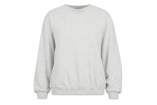 Front view of ASOS women’s grey pullover sweatshirt, size UK 8