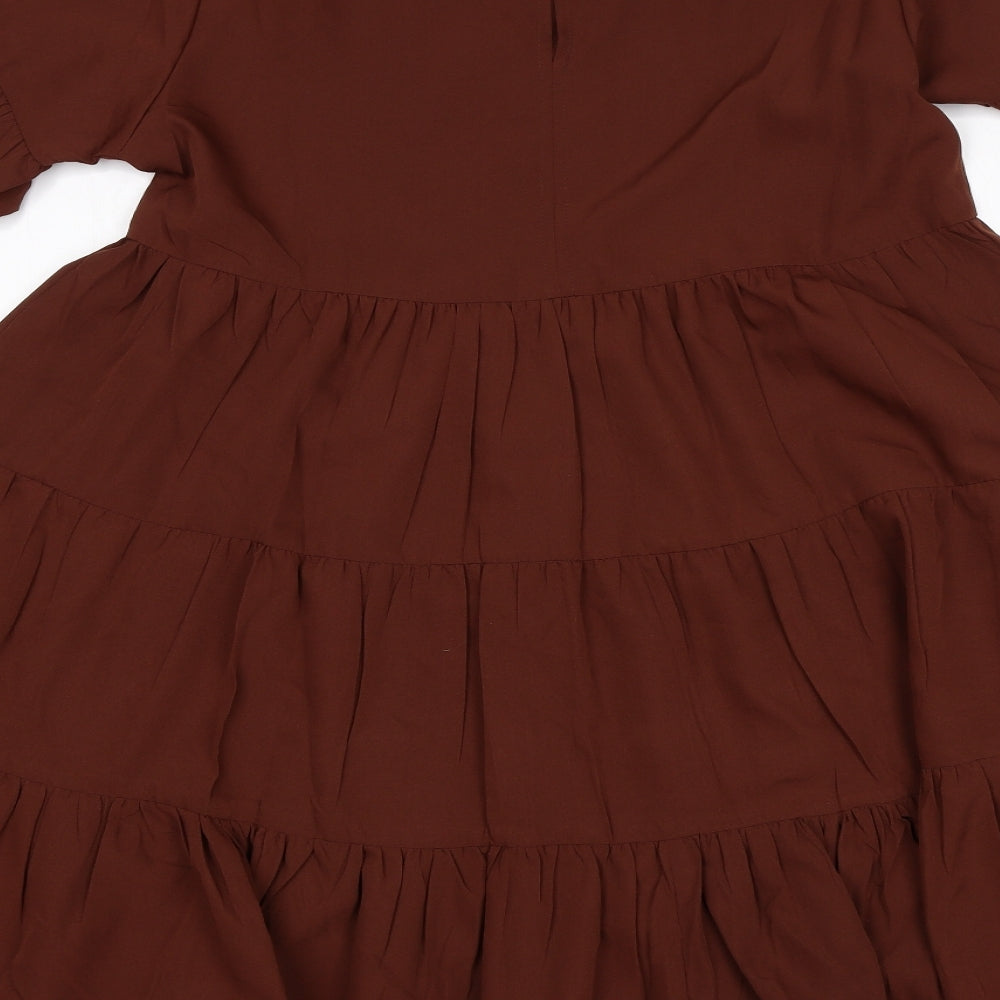 Brand and care label for City Lights women’s brown a-line, size UK 8
