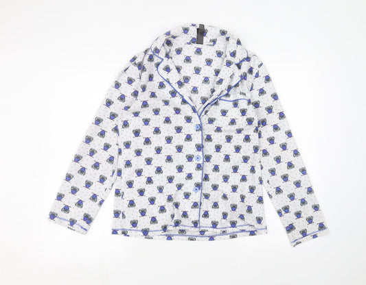 Womens UK Size S planet White Basic Button-Up