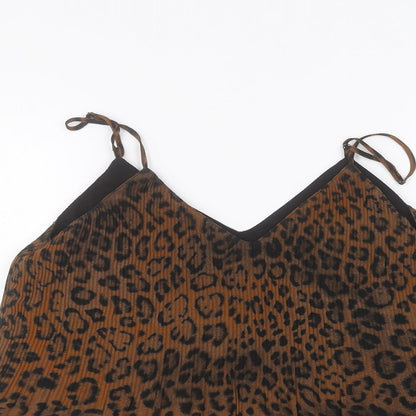 Womens UK Size S Zara Brown Basic T-Shirt