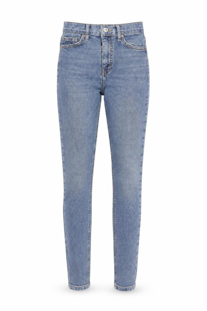 Front view of Topshop women’s blue skinny jeans, size UK 24, in, 27-inch leg