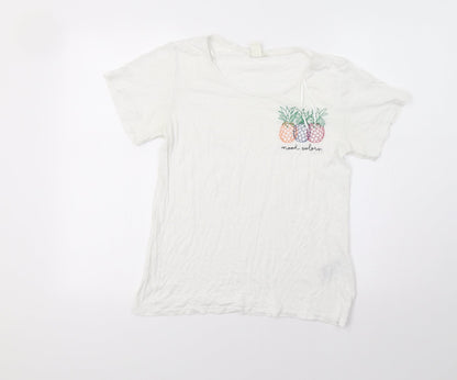 Womens UK Size S H&M White Basic T-Shirt