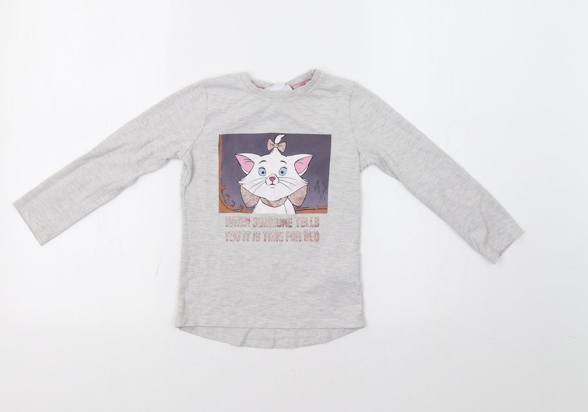 Front view of Disney girls’ grey basic polo, size 5-6, years - cat