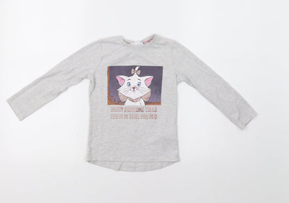 Front view of Disney girls’ grey basic polo, size 5-6, years - cat