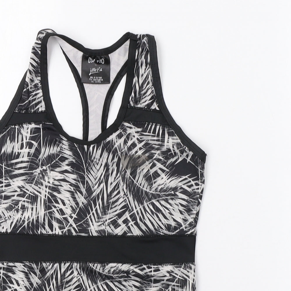 USA Pro Girls Black Geometric  Jersey Tank Size 9-10 Years