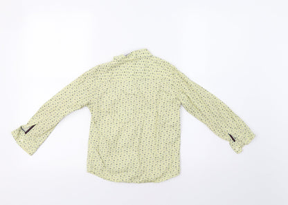 Back view of Pink & Blue boys’ yellow basic button-up, size 5-6, years - penguin print