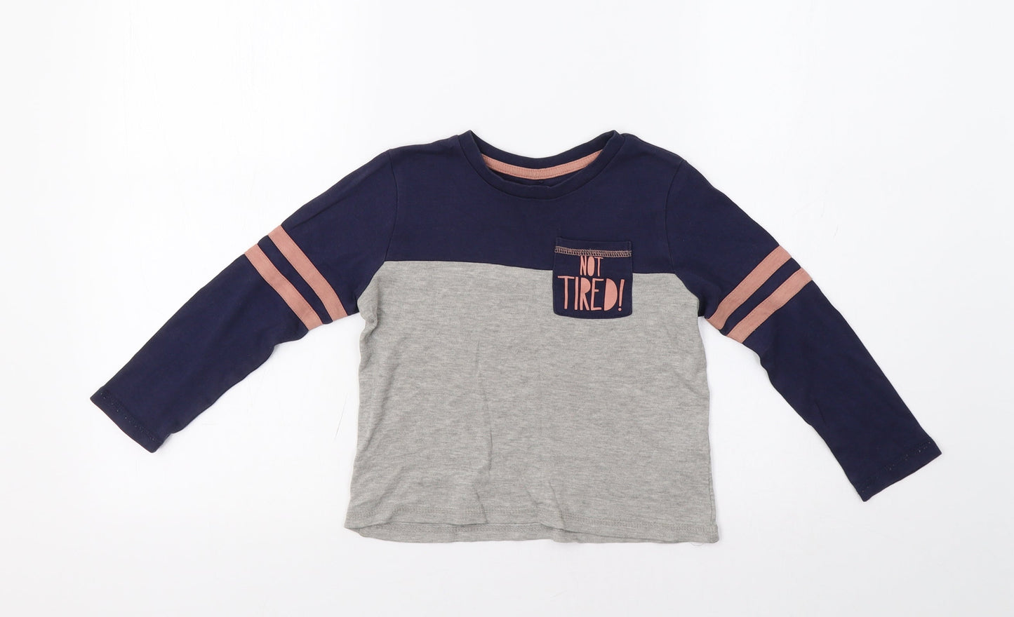 George Boys Grey Striped  Basic T-Shirt Size 4-5 Years  - Not Tired