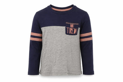 Front view of George boys’ grey striped basic t-shirt, size 4-5, years - not tired