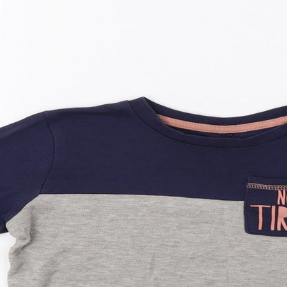 George Boys Grey Striped  Basic T-Shirt Size 4-5 Years  - Not Tired