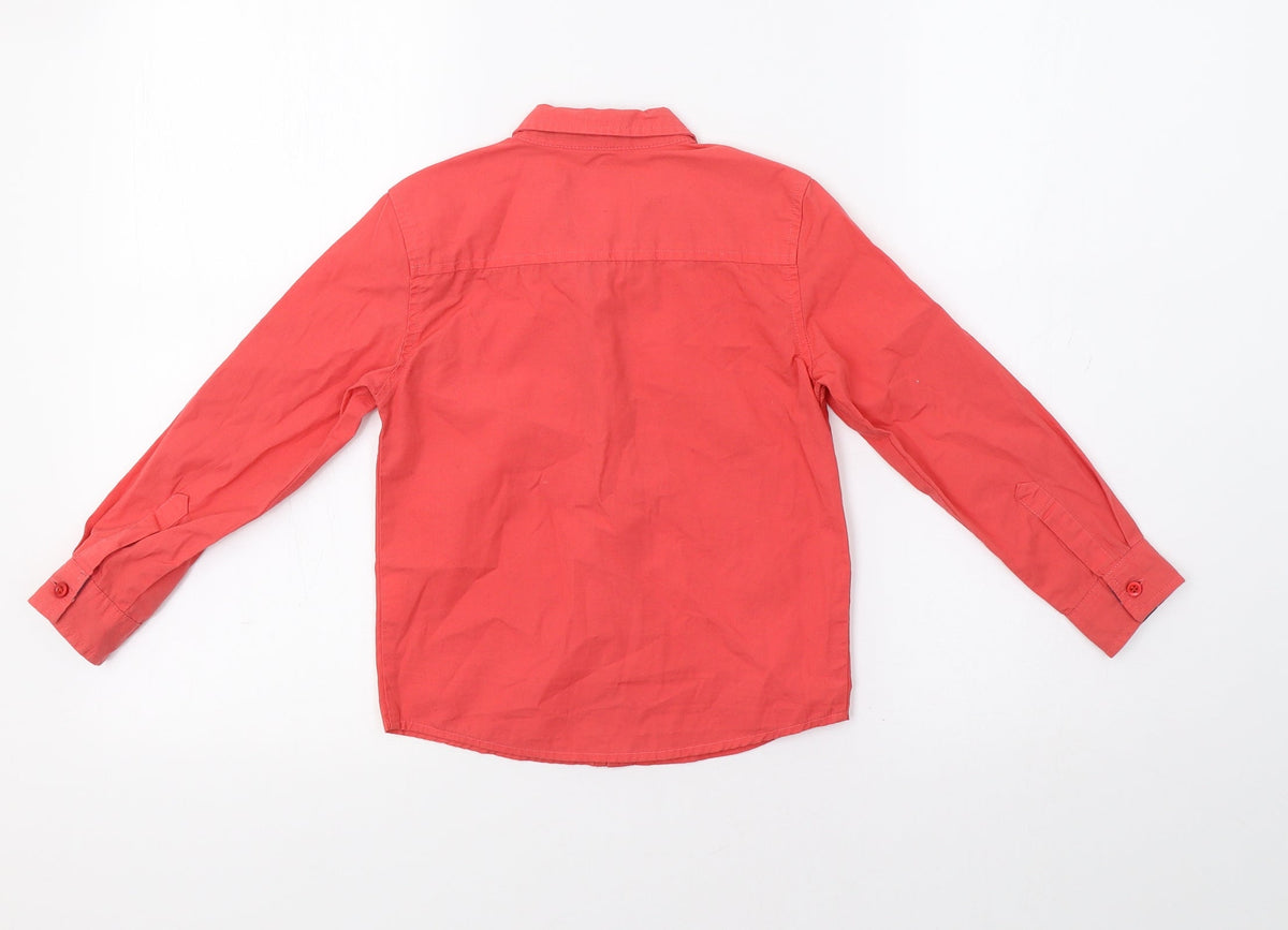 Back view of Frendz boys’ red basic button-up, size 3-4, years