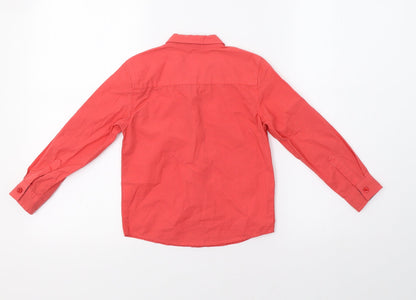 Back view of Frendz boys’ red basic button-up, size 3-4, years