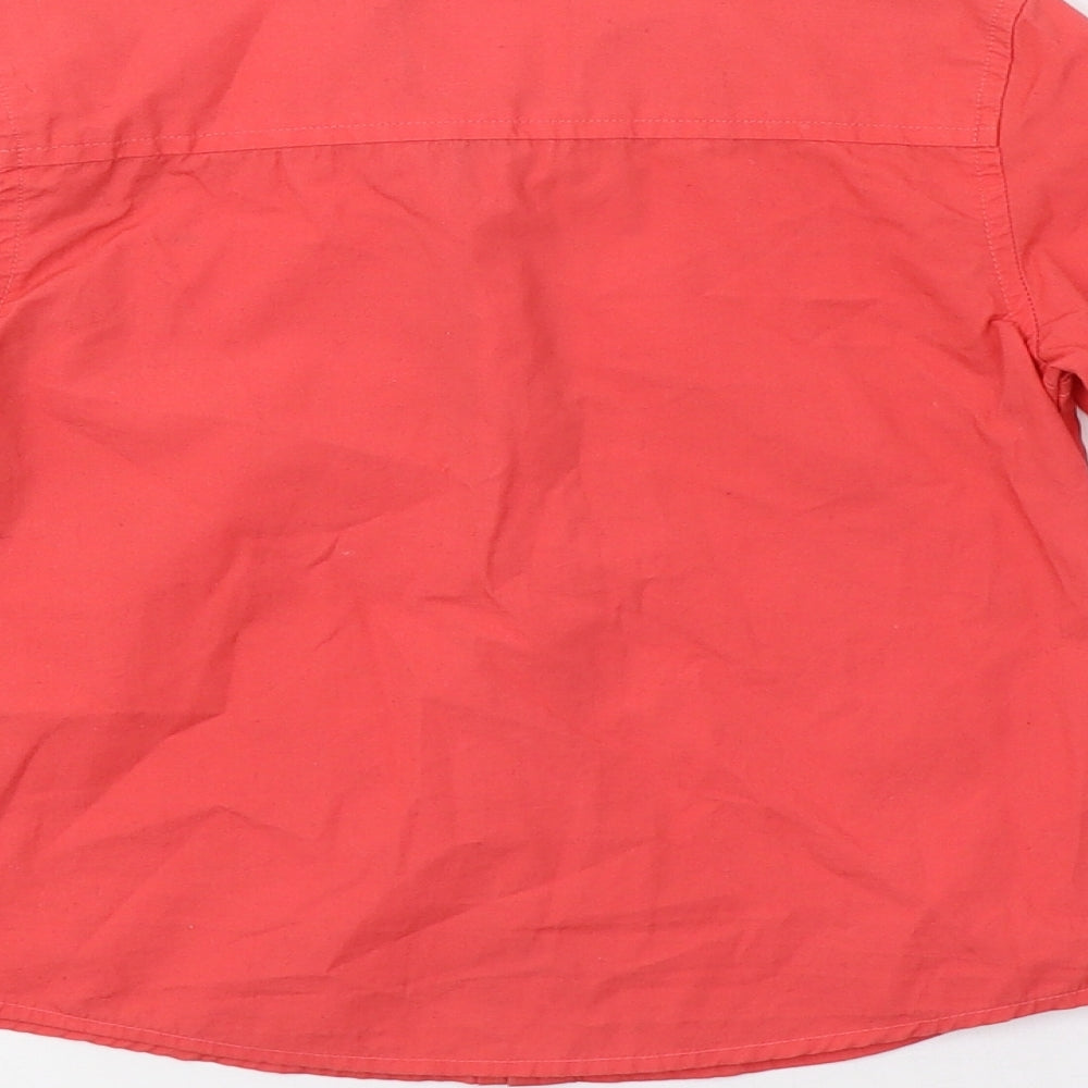 Brand and care label for Frendz boys’ red basic button-up, size 3-4, years
