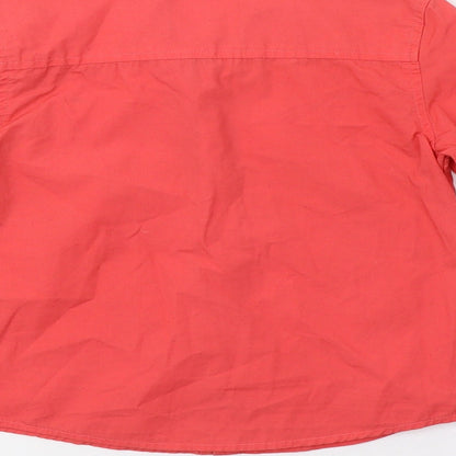 Brand and care label for Frendz boys’ red basic button-up, size 3-4, years