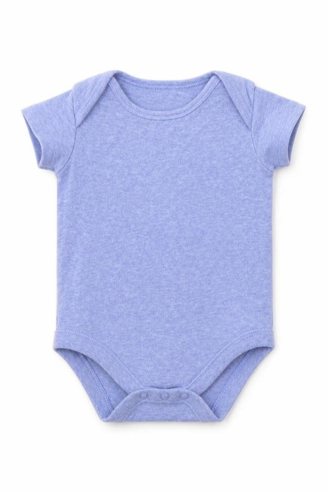 Front view of F&F Baby Blue Romper One-Piece, size 6-9, Months