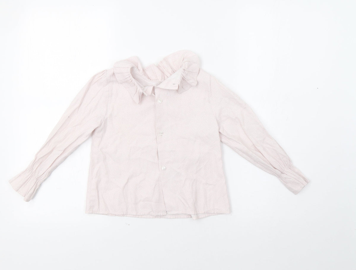 Additional front view of Yoedu girls’ pink animal print basic button-up, size 5, years