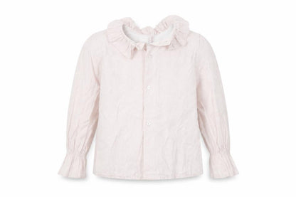 Front view of Yoedu girls’ pink animal print basic button-up, size 5, years