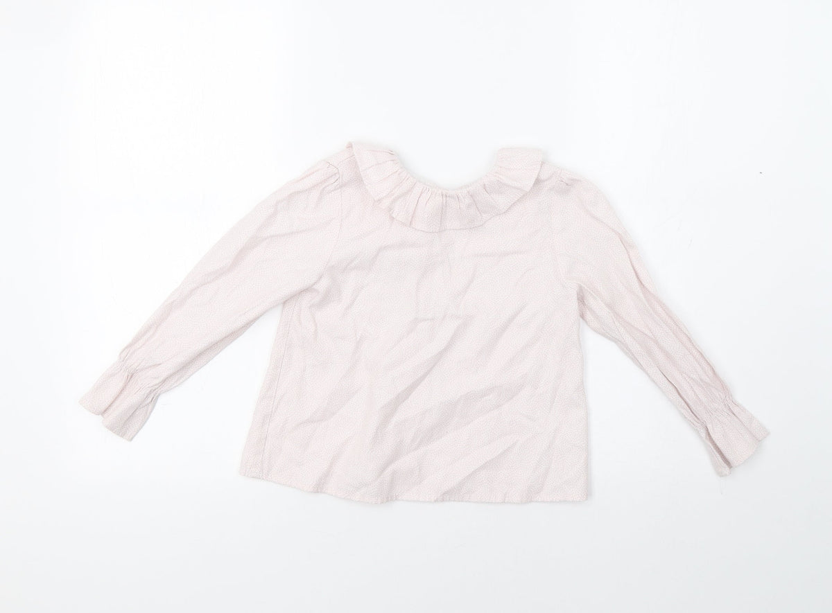 Back view of Yoedu girls’ pink animal print basic button-up, size 5, years