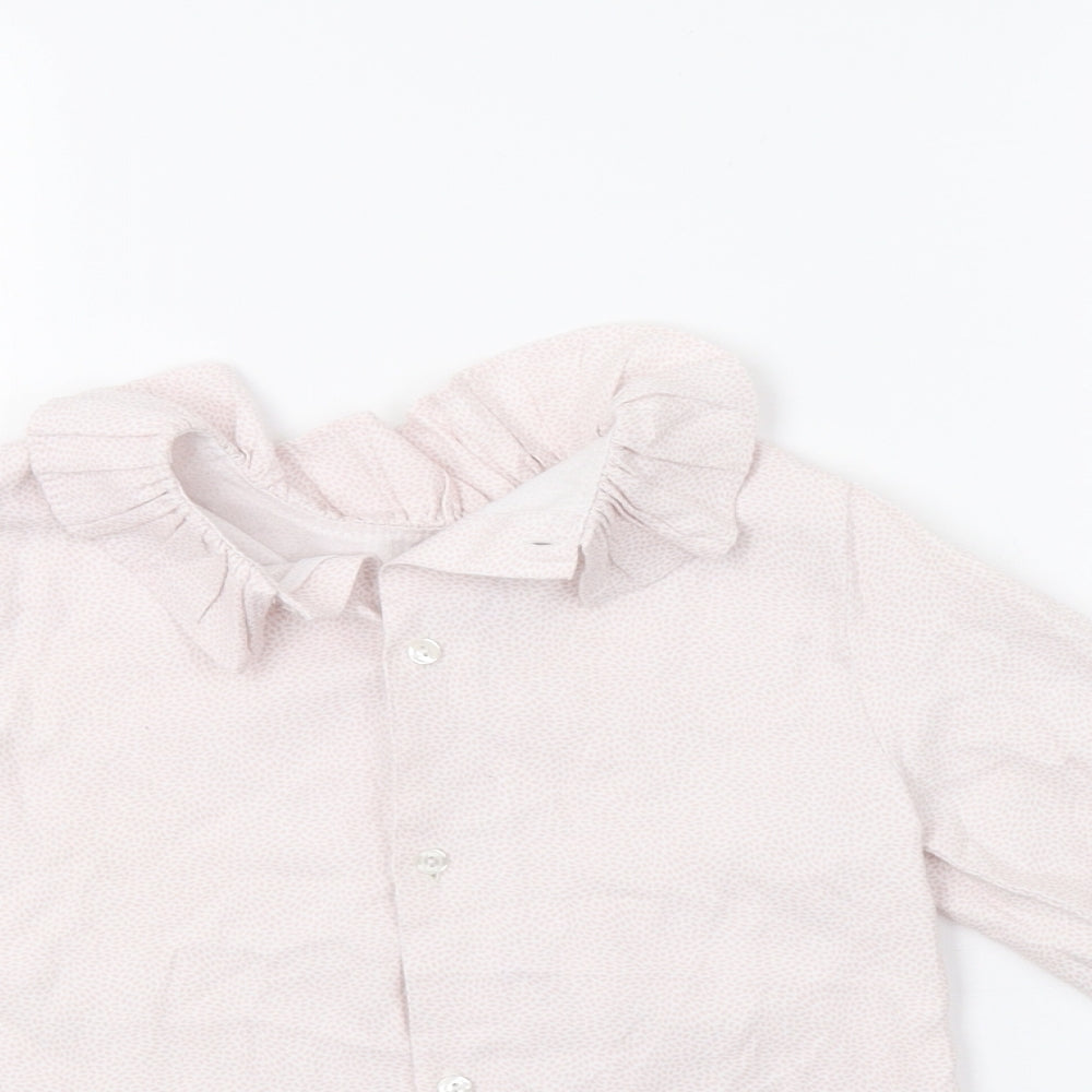 Close-up detail of Yoedu girls’ pink animal print basic button-up, size 5, years