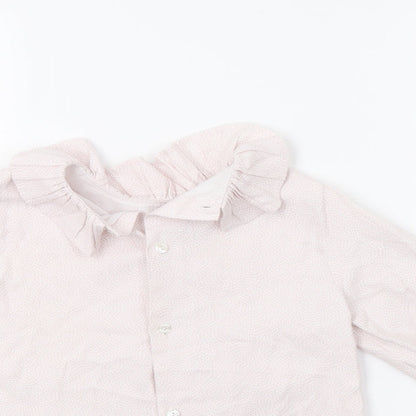 Close-up detail of Yoedu girls’ pink animal print basic button-up, size 5, years