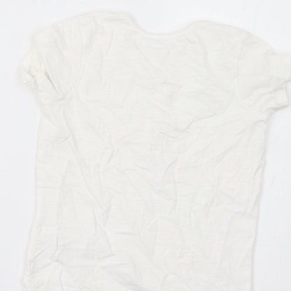 Brand and care label for George boys’ white basic polo, size 3-4, years