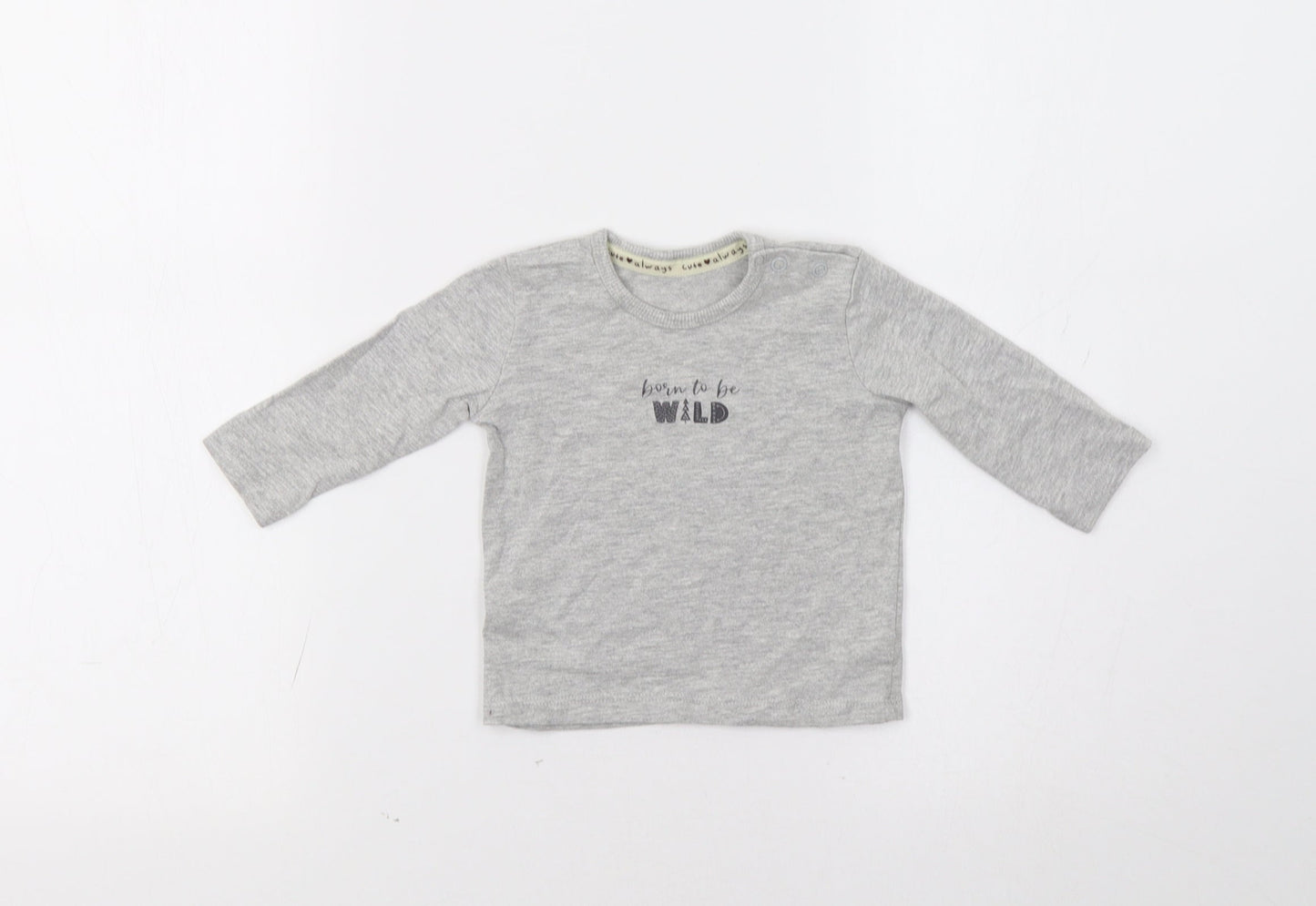George Baby Grey   Basic T-Shirt Size 3-6 Months  - Born To Be Wild