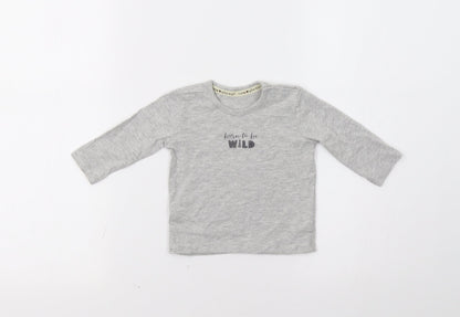 George Baby Grey   Basic T-Shirt Size 3-6 Months  - Born To Be Wild