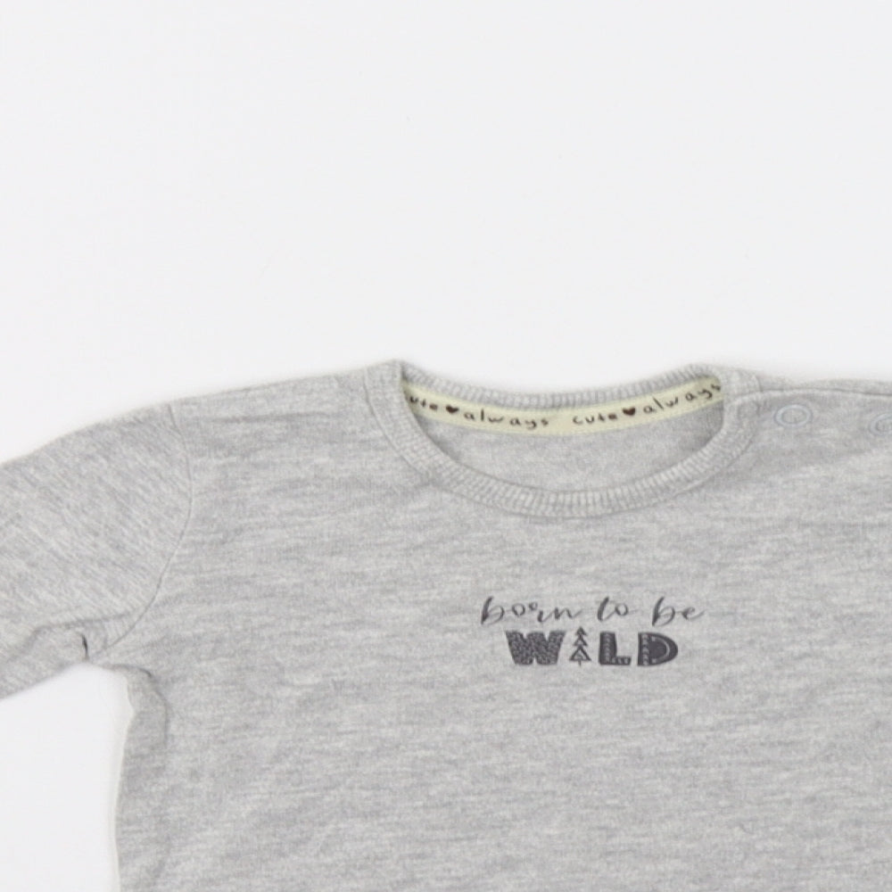 George Baby Grey   Basic T-Shirt Size 3-6 Months  - Born To Be Wild